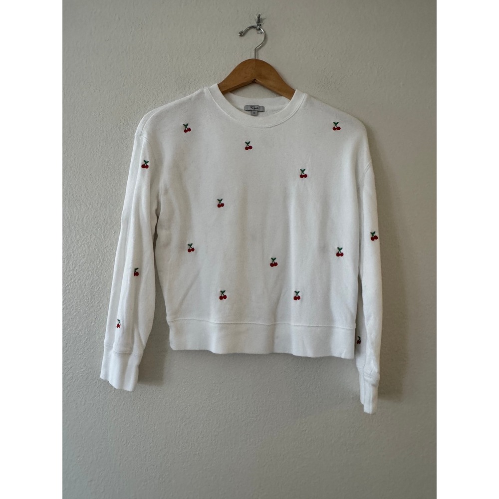 Rails Ramona Sweatshirt Cherry‎ Embroidery XS Ivory French Terry Pullover Good